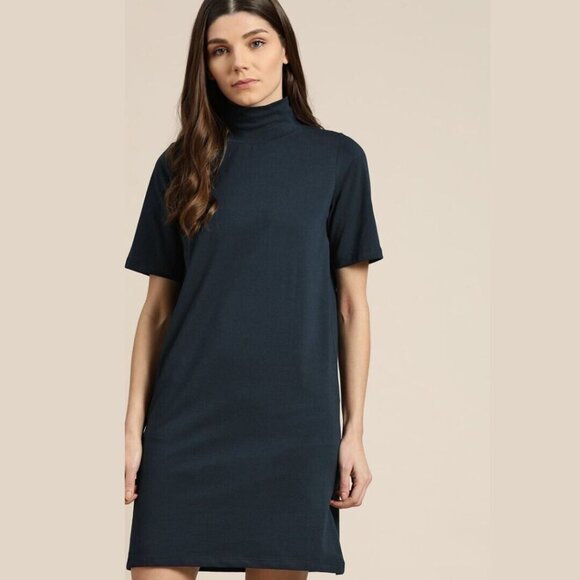 NWT Ether Midnight Blue Mockneck Dress - Picture 1 of 8